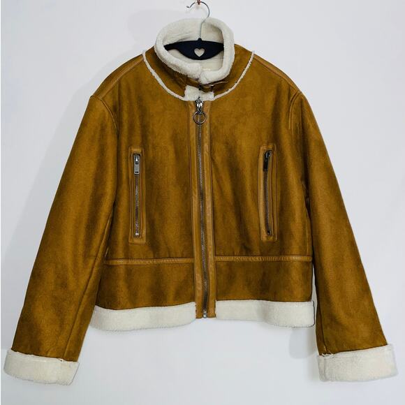 Universal Thread Sherpa Lined Faux Suede Bomber Jacket - Women's Size XXL - Picture 1 of 10